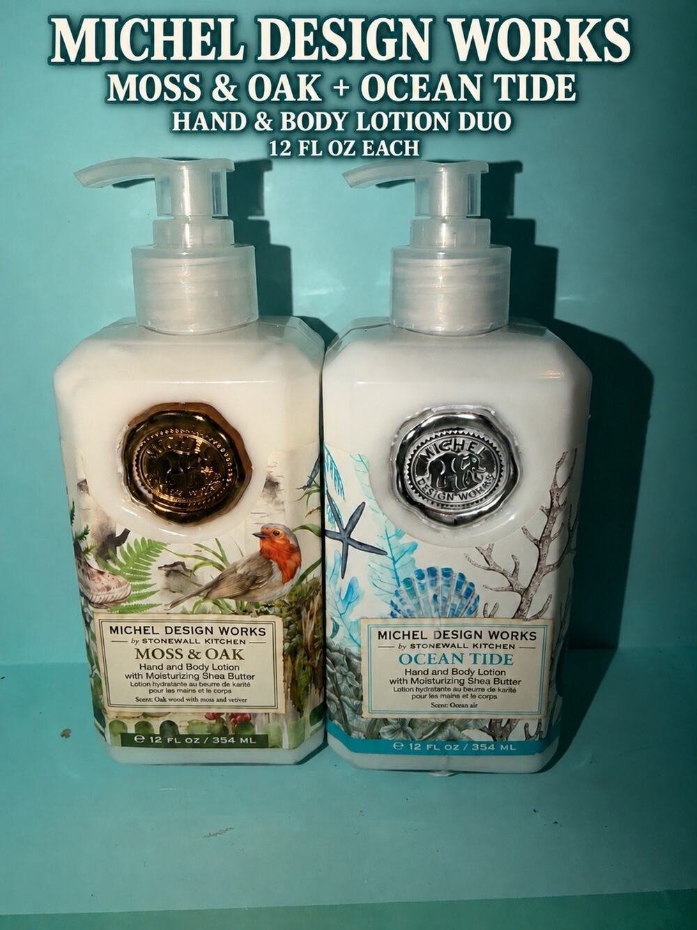 Michel Design Works Moss & Oak Ocean Tide Hand & Body Lotion 12 oz 2 Pack